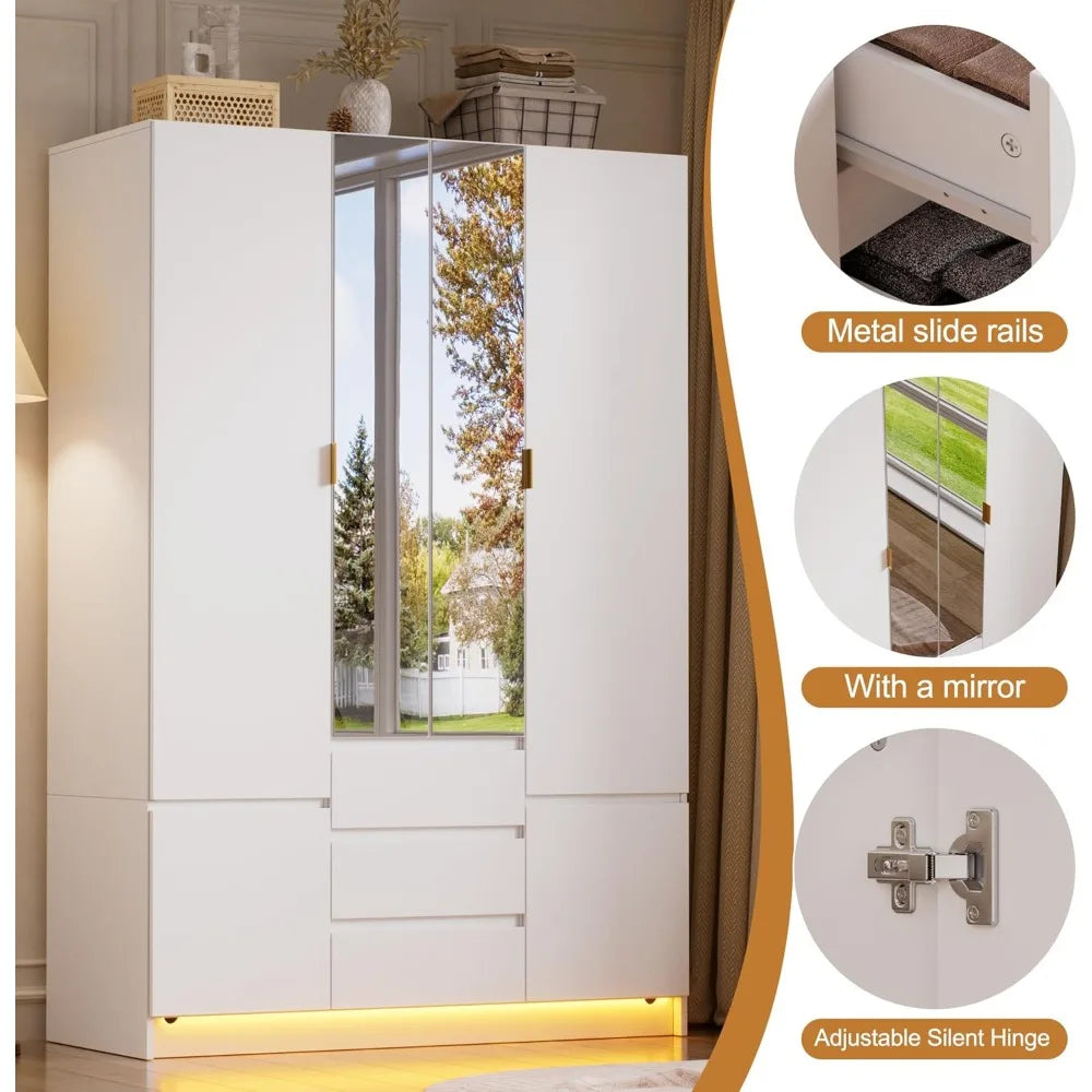 Large Bedroom Armoire with LED Lighting | Cozy Complete Homes