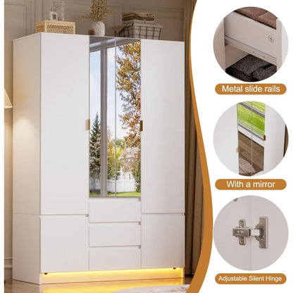 Large Bedroom Armoire with LED Lighting | Cozy Complete Homes