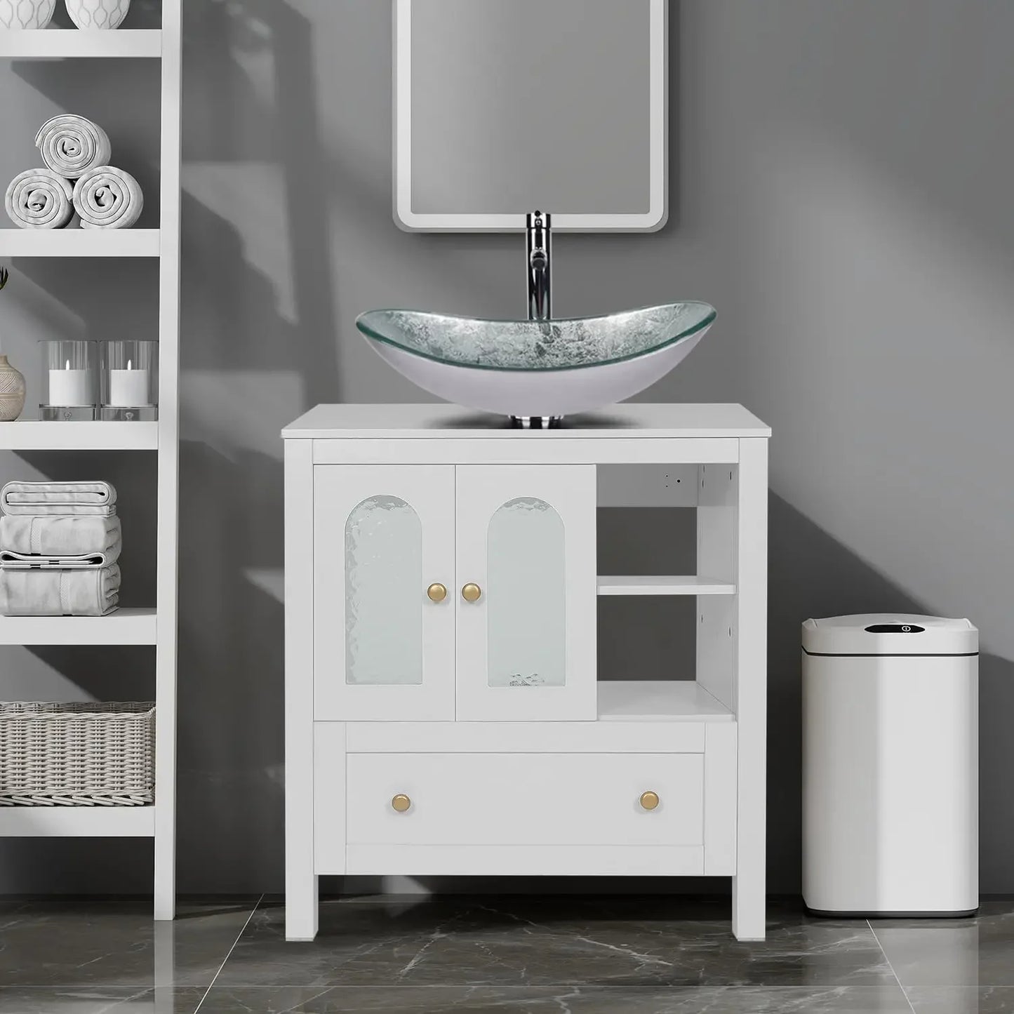 White Bathroom Vanity Cabinet with Storage | Cozy Complete Homes