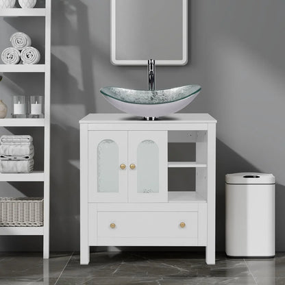 White Bathroom Vanity Cabinet with Storage | Cozy Complete Homes