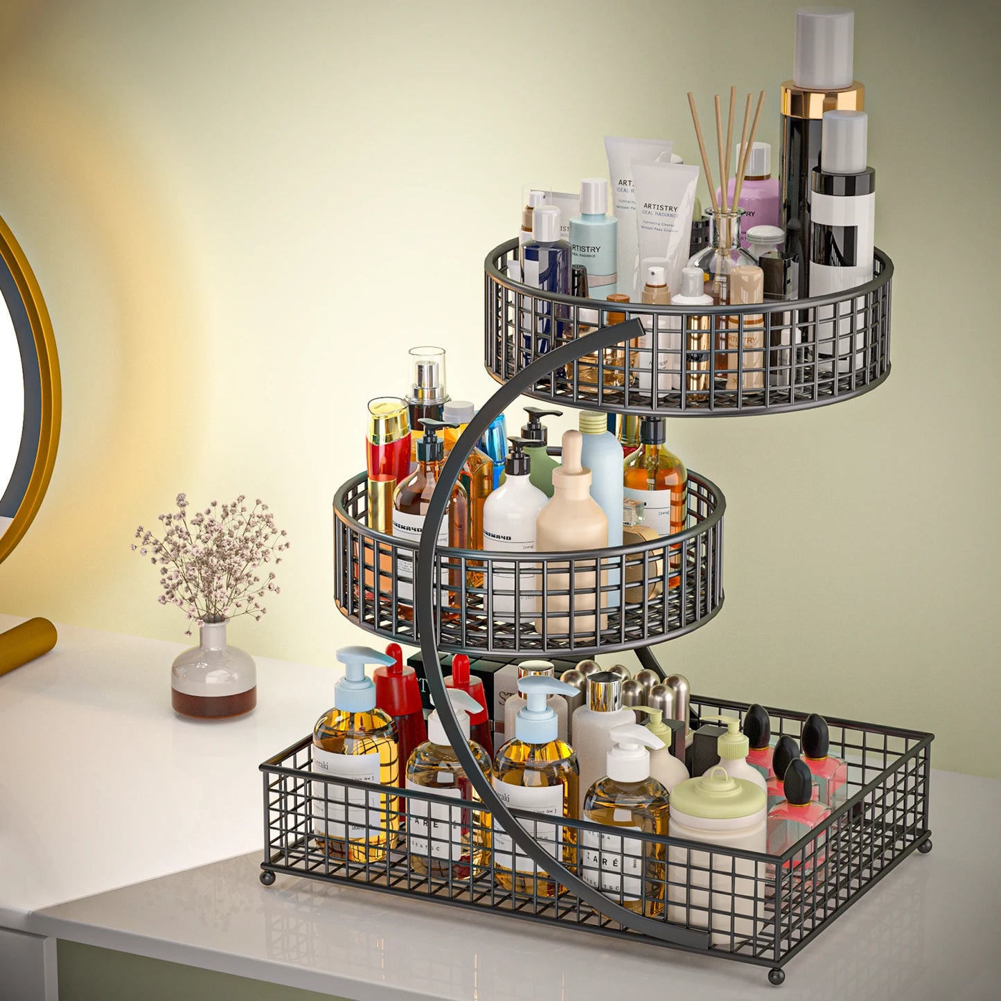 3-Tier Round Metal Storage Rack | Cozy Complete Homes