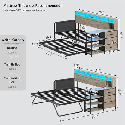 Daybed Twin with Pop Up Trundle | Cozy Complete Homes