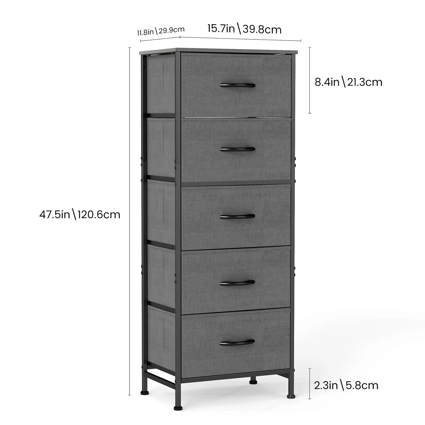 Dresser For Bedroom With 5 Fabric Drawers | Cozy Complete Homes