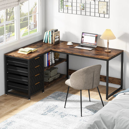L-Shaped Computer Desk with Storage Drawers | Cozy Complete Homes