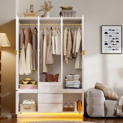 Large Bedroom Armoire with LED Lighting | Cozy Complete Homes