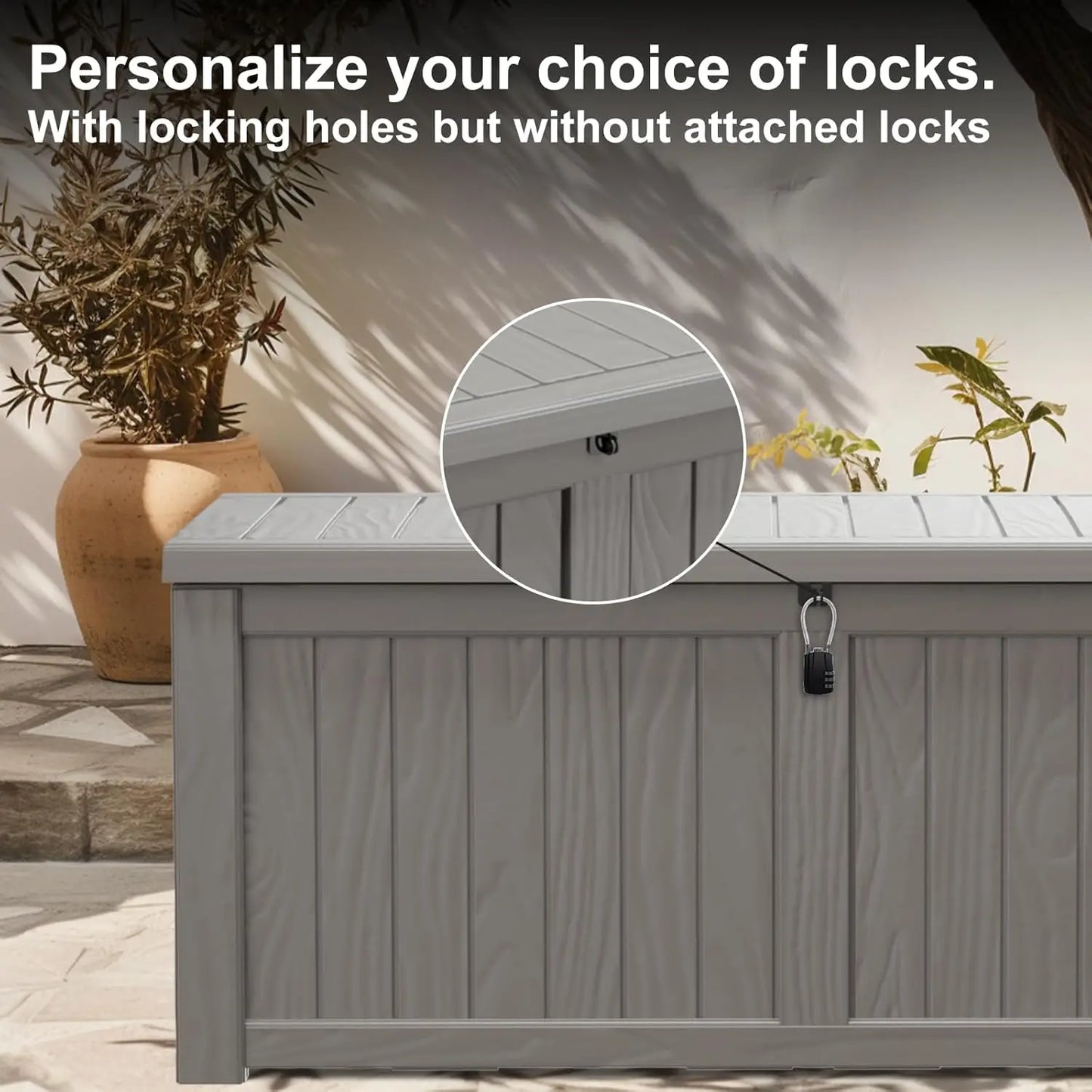 Weatherproof 120-Gallon Garden Deck Box - Lockable Outdoor Storage