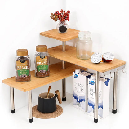 3 Tier Bamboo Kitchen Countertop Organizer | Cozy Complete Homes