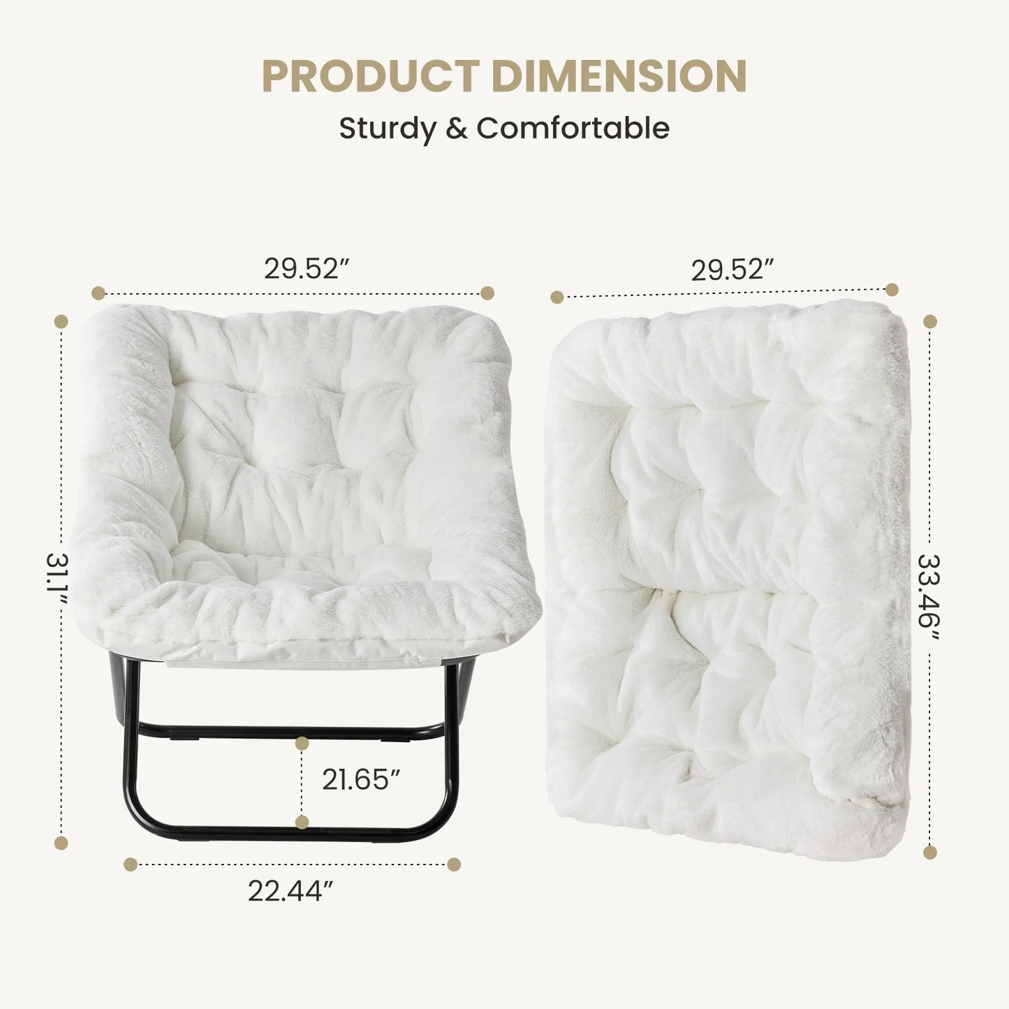 Plush Folding Saucer Chair - Moon Chair | Cozy Complete Homes