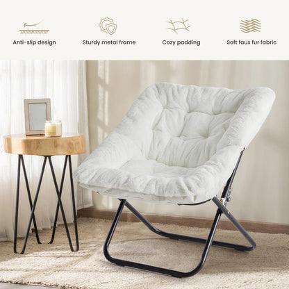 Plush Folding Saucer Chair - Moon Chair | Cozy Complete Homes