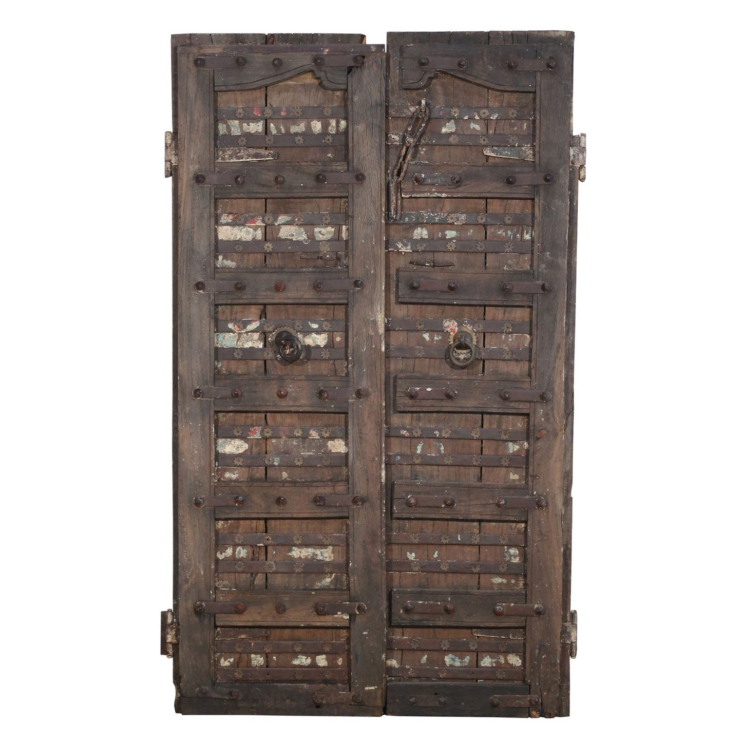 Reclaimed teak double doors showcasing natural grain and old-world craftsmanship