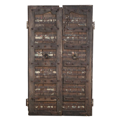 Reclaimed teak double doors showcasing natural grain and old-world craftsmanship