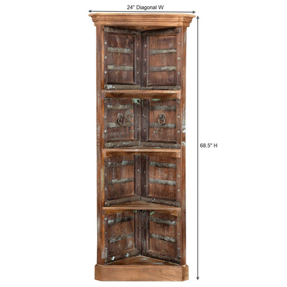 1900s Teak Wood Door Repurposed Eclectic Corner Display Unit