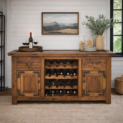Rustic wood wine cabinet 