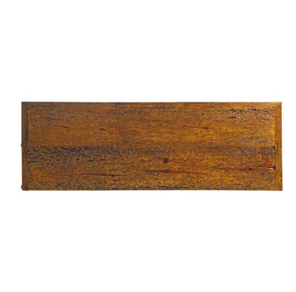 Rectangular wooden plaque with a weathered finish on a white background