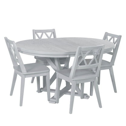 5-Piece Extendable Round Dining Table Set -