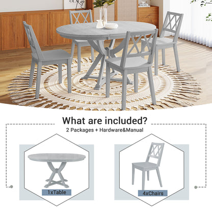 5-Piece Extendable Round Dining Table Set -