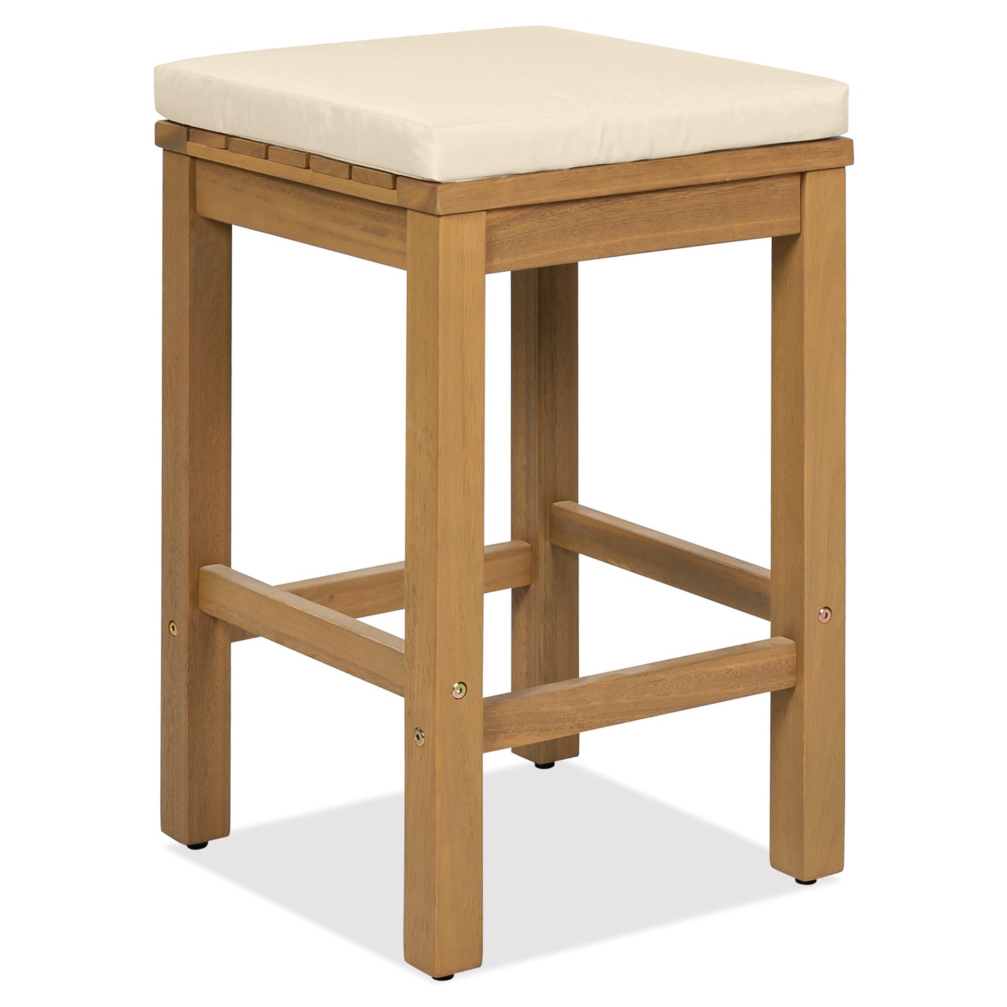 5-Piece Acacia Wood Outdoor Bar Set with Cushions