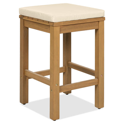 5-Piece Acacia Wood Outdoor Bar Set with Cushions