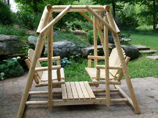 Double Benches Swing for Patio Cedar Creek Rustic Furniture
