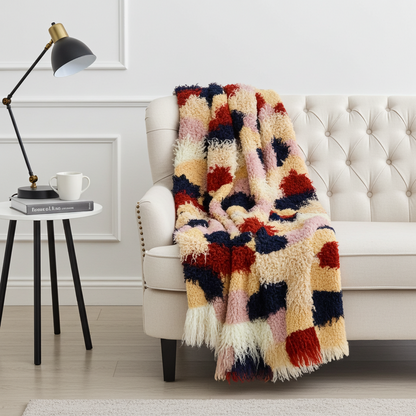 Fanciful Boho Plush Handmade Luxury Faux Fur Throw