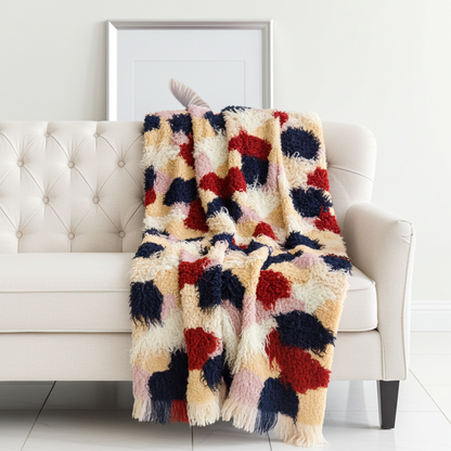 Fanciful Boho Plush Handmade Luxury Faux Fur Throw