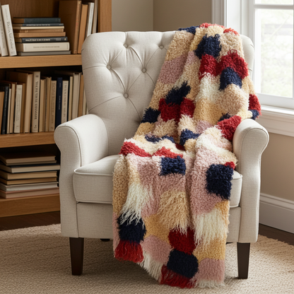 Fanciful Boho Plush Handmade Luxury Faux Fur Throw
