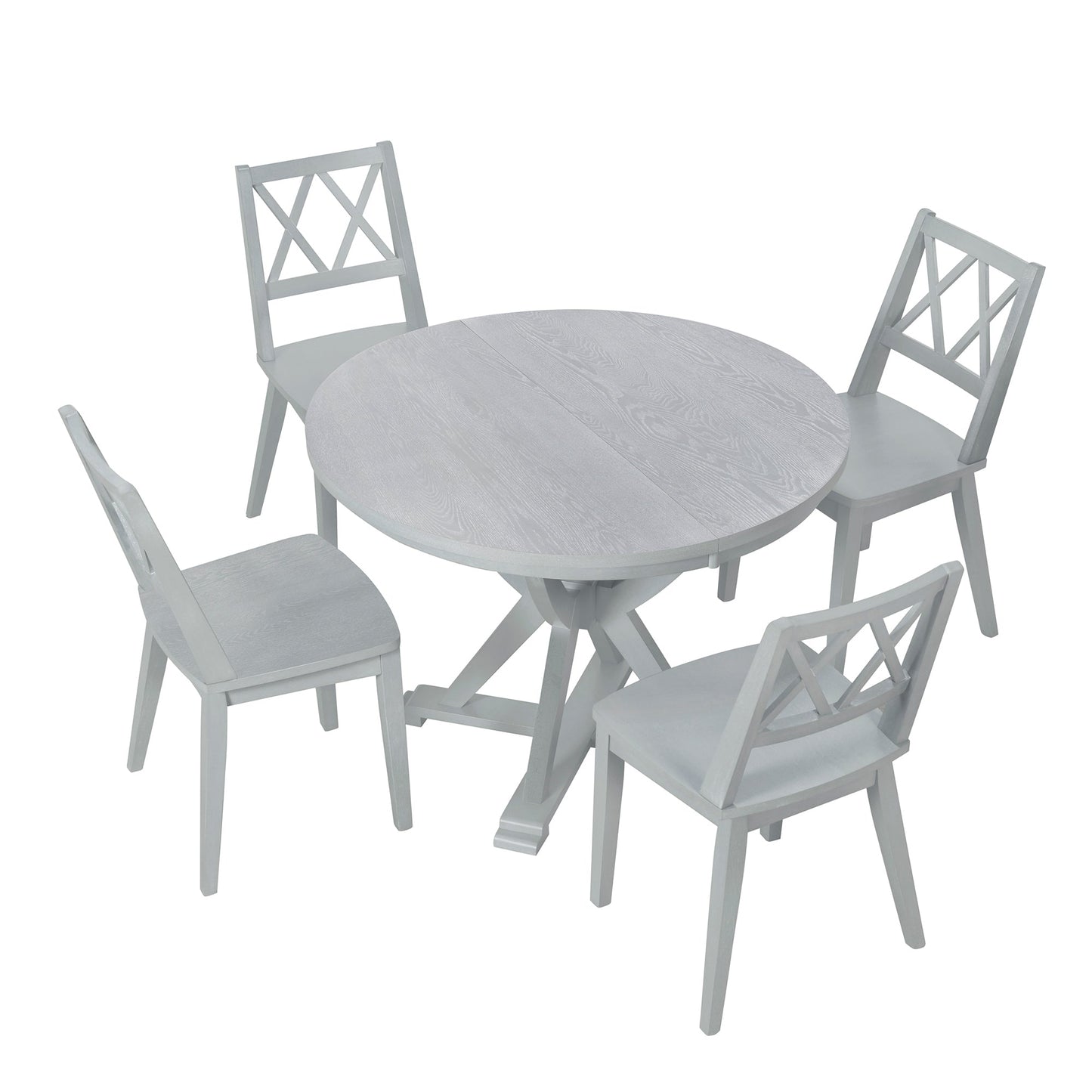 5-Piece Extendable Round Dining Table Set -