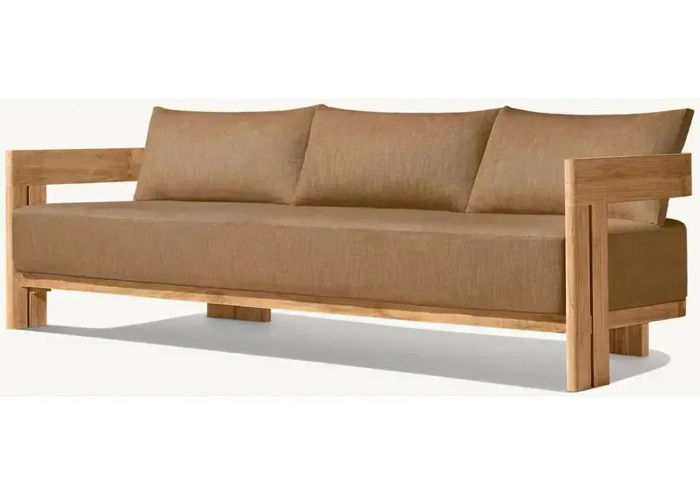Curved T Back Style Teak Wood Garden Big Lots Furniture Set Modern Outdoor Teak Sofa - CozyCompleteHome.com