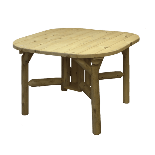 Wooden dining table on a white background