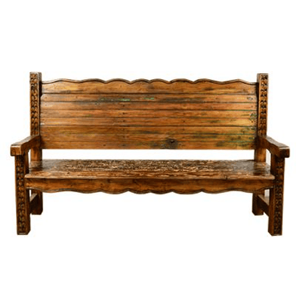 Lower 40 Old Door Bench with Hand Carving