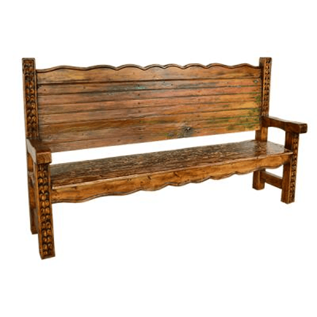Lower 40 Old Door Bench with Hand Carving